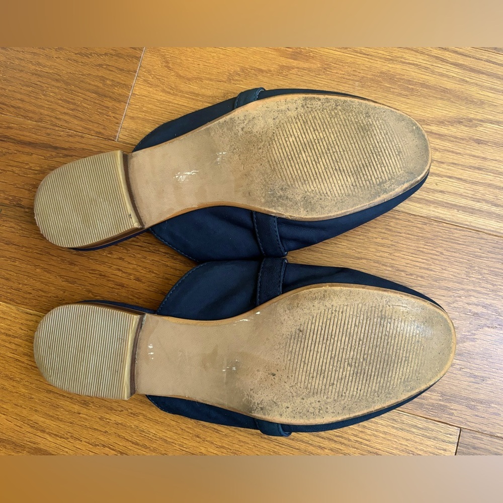 Franco Sarto Leather Suede Horsebit Mules Blue Sz 8 - Picture 5 of 5